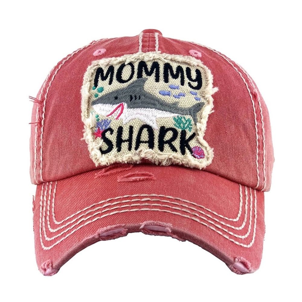 Pink Distressed Shark Graphic Hat
